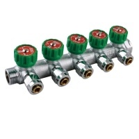 Коллектор распределительный 3/4"х16мм с 5 отводами Vieir VER405 с евроконусами, вентили