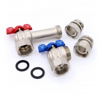 Комплект для коллектора 1" Vieir краны с разъемным соединением угловой