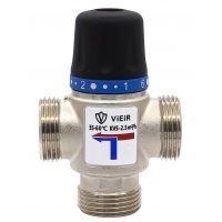 Термостатический смесительный клапан 1"нр Vieir 20-43C, 2.5м3/ч  для ГВС и отопления