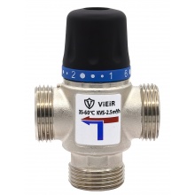 Термостатический смесительный клапан Vieir 1"нр, 20-43C, 2.5м3/ч  для ГВС и отопления