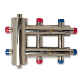 Гидравлический разделитель с коллектором Vieir 3 выхода, горизонтальный, 60 кВт, нержавеющая сталь H