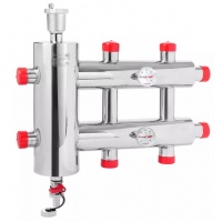 Гидравлический разделитель с коллектором Vieir 3 выхода, горизонтальный, 60 кВт, нержавеющая сталь H