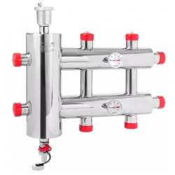 Гидравлический разделитель с коллектором Vieir 3 выхода, горизонтальный, 60 кВт, нержавеющая сталь H
