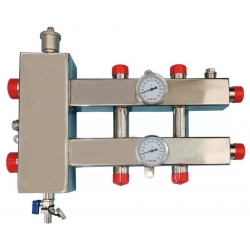 Гидравлический разделитель с коллектором Vieir 3 выхода, 70 кВт, нержавеющая сталь, квадрат