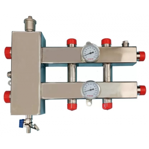 Гидравлический разделитель с коллектором Vieir 3 выхода, горизонтальный, 60 кВт, нержавеющая сталь, квадратное сечение купить в интернет магазине Санрай73