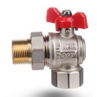 Кран шаровой со сгоном 3/4"ВР/НР Vieir угловой бабочка красная