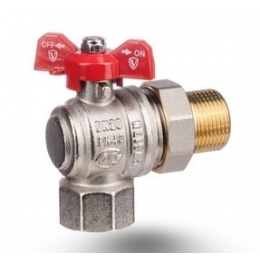 Кран шаровой со сгоном 3/4"ВР/НР Vieir угловой бабочка красная