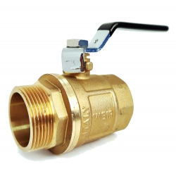 Кран шаровой Vieir 1 1/2"вр х 1 1/2"нр латунь, полнопроходной, стальная рукоятка черная