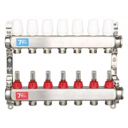 Коллекторная группа Vieir VR113 на 7 выходов с расходомерами без кранов и воздуховодчиков, нержавейк