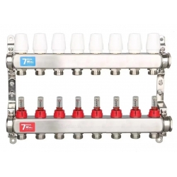Коллекторная группа Vieir VR113 на 8 выходов с расходомерами без кранов и воздуховодчиков, нержавейк