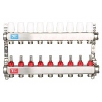 Коллекторная группа на 9 выходов Vieir VR113 с расходомерами без кранов и воздуховодчиков, нержавейк