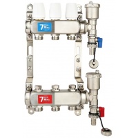 Коллекторная группа на  3 выхода Vieir VR115 без расходомеров, без кранов, сталь нержавеющая