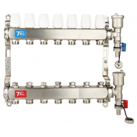 Коллекторная группа на  7 выходов Vieir VR115 без расходомеров, без кранов, сталь нержавеющая