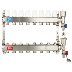 Коллекторная группа на  8 выходов Vieir VR115 без расходомеров, без кранов, сталь нержавеющая
