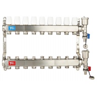 Коллекторная группа на  9 выходов Vieir VR115 без расходомеров, без кранов, сталь нержавеющая