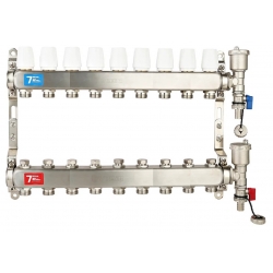 Коллекторная группа на  9 выходов Vieir VR115 без расходомеров, без кранов, сталь нержавеющая