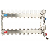 Коллекторная группа на 10 выходов Vieir VR115 без расходомеров, без кранов, сталь нержавеющая