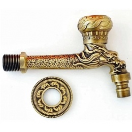 Кран шаровой водоразборный 1/2" Vieir Ретро декор Дракон бронза длинный