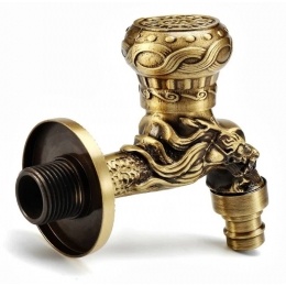 Кран шаровой водоразборный 1/2" Vieir Ретро декор Дракон бронза короткий