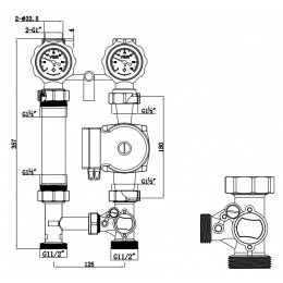 Насосная группа Vieir с трехходовым смесительным клапаном, без насоса