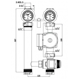 Насосная группа Vieir с трехходовым термостатическим смесительным клапаном без насоса