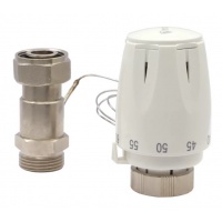 Головка термостатическая жидкостная Vieir с выносным проточным сенсором 3/4", 20-60C, M30X1,5, белая