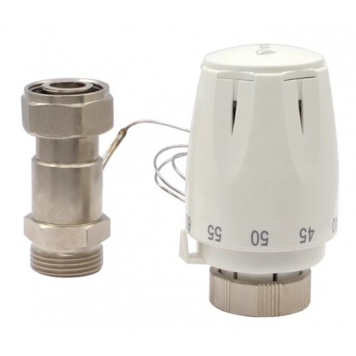 Головка термостатическая жидкостная Vieir с выносным проточным сенсором 3/4", 20-60C, M30X1,5, белая купить в интернет магазине Санрай73