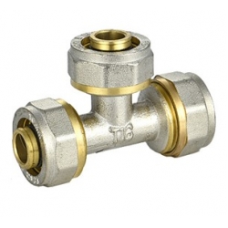 Тройник 16мм х 16мм х 16мм Vieir обжим для металлопластиковых труб