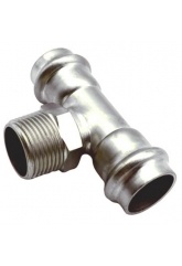 Тройник 18мм х 3/4"нр х 18мм Vieir пресс раструб раструб, для труб из нержавеющей стали