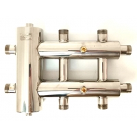 Гидравлический разделитель с коллектором Vieir 3 выхода, горизонтальный, 60 кВт, нержавеющая сталь