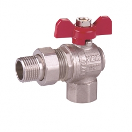 Кран шаровой со сгоном 1/2"ВР/НР Vieir угловой бабочка красная