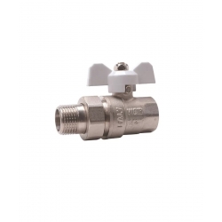 Кран шаровой со сгоном 1/2"ВР/НР Vieir прямой бабочка белая