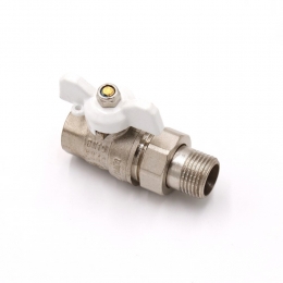 Кран шаровой со сгоном 1/2"ВР/НР Vieir прямой бабочка белая