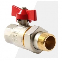 Кран шаровой со сгоном 3/4"ВР/НР Vieir прямой бабочка красная