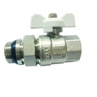 Кран шаровой со сгоном 3/4"ВР/НР Vieir EPDM прямой бабочка белая