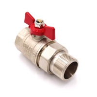 Кран шаровой со сгоном 1"ВР/НР Vieir прямой бабочка красная