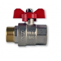 Кран шаровой 3/4"ВР/НР Vieir полнопроходной, бабочка красная