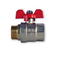 Кран шаровой 1"ВР/НР Vieir полнопроходной, бабочка красная