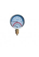 Термоманометр радиальный Vieir 80мм, 10bar, 120°C, 1/2", с автоматическим запорным клапаном