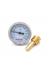 Термометр погружной Vieir 63мм, 120°C, гильза 40мм, 1/2"нр, биметаллический