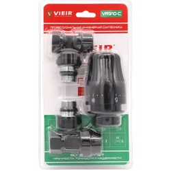 Комплект терморегулирующий угловой 1/2" Vieir черный