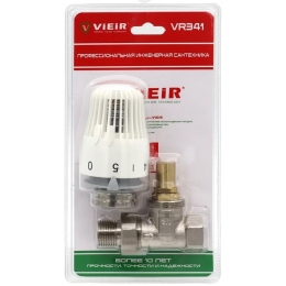 Вентиль термостатический со сгоном прямой 1/2" ВР/НР с термоголовкой RTL Vieir