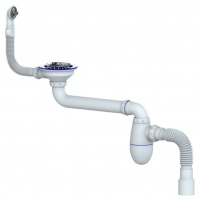 Сифон BC23, 3 1/2" со смещением UNICORN круглый перелив, с гофрой 40*40/50