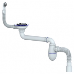 Сифон BC23, 3 1/2" со смещением UNICORN круглый перелив, с гофрой 40*40/50