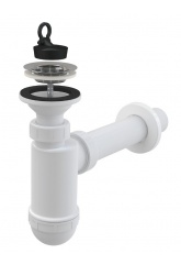 Сифон A41/AG210512140 для умывальника 1 1/2*40 с пробкой, с трубой 40*40 ALCAPLAST/Alcadrain