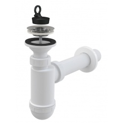 Сифон A41/AG210512140 для умывальника 1 1/2*40 с пробкой, с трубой 40*40 ALCAPLAST/Alcadrain