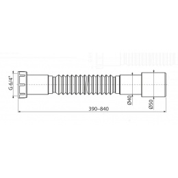 Гофра A770 6/4*40*50 с гайкой A770 AlcaPlast/Alcadrain