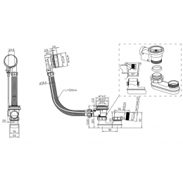 Перелив EM601TR п/а с сифоном плоский 520мм (металл)