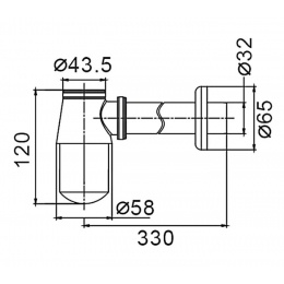 Сифон хромированный Frap F80 трубка 30 см без выпуска