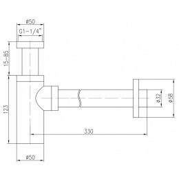Сифон для раковины Vieir латунный с выпуском, бутылочный, белый